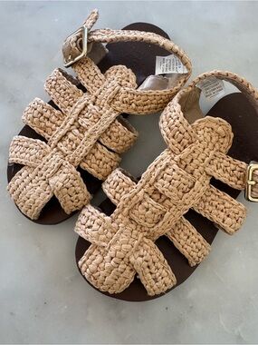 Janie and Jack | Shoes | Blue And White Leather Bow Sandals | Poshmark